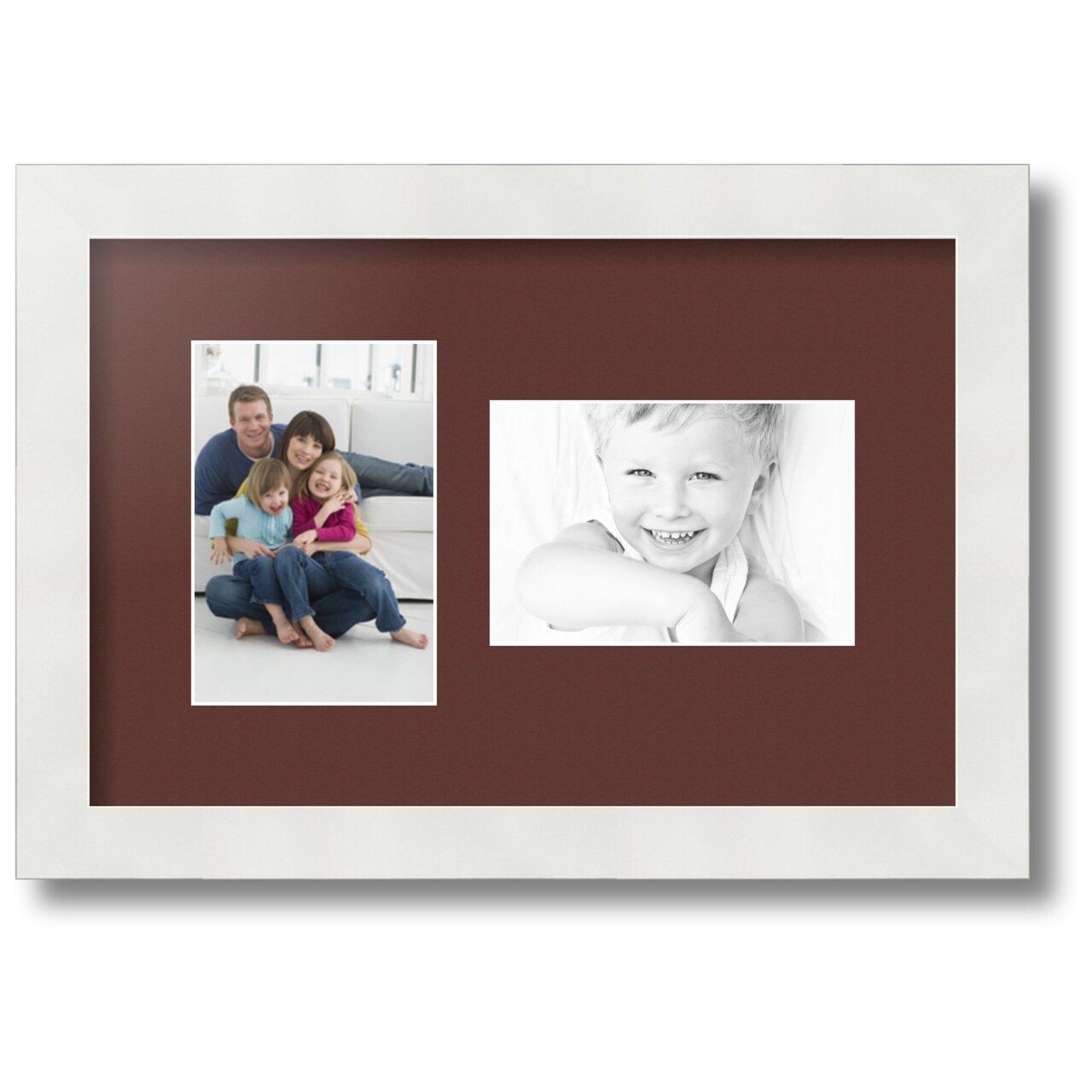 ArtToFrames Collage Photo Picture Frame with 2 - 4x6 inch Openings, Framed in White with Over 62 Mat Color Options and Regular Glass (CSM-3966-102)